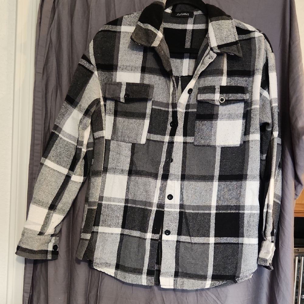 Black and White Plaid Shirt, S
